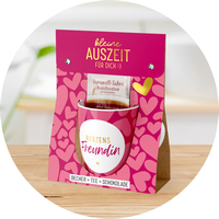 Geschenk für Dich Geschenkset Kleine Auszeit - Becher + Tee + Schokolade