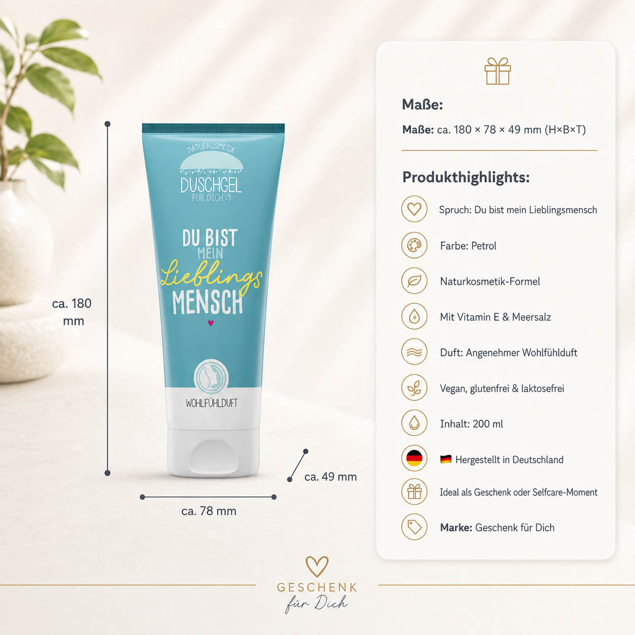 Naturkosmetik Duschgel Du bist mein Lieblingsmensch – Produktdetails & Maße