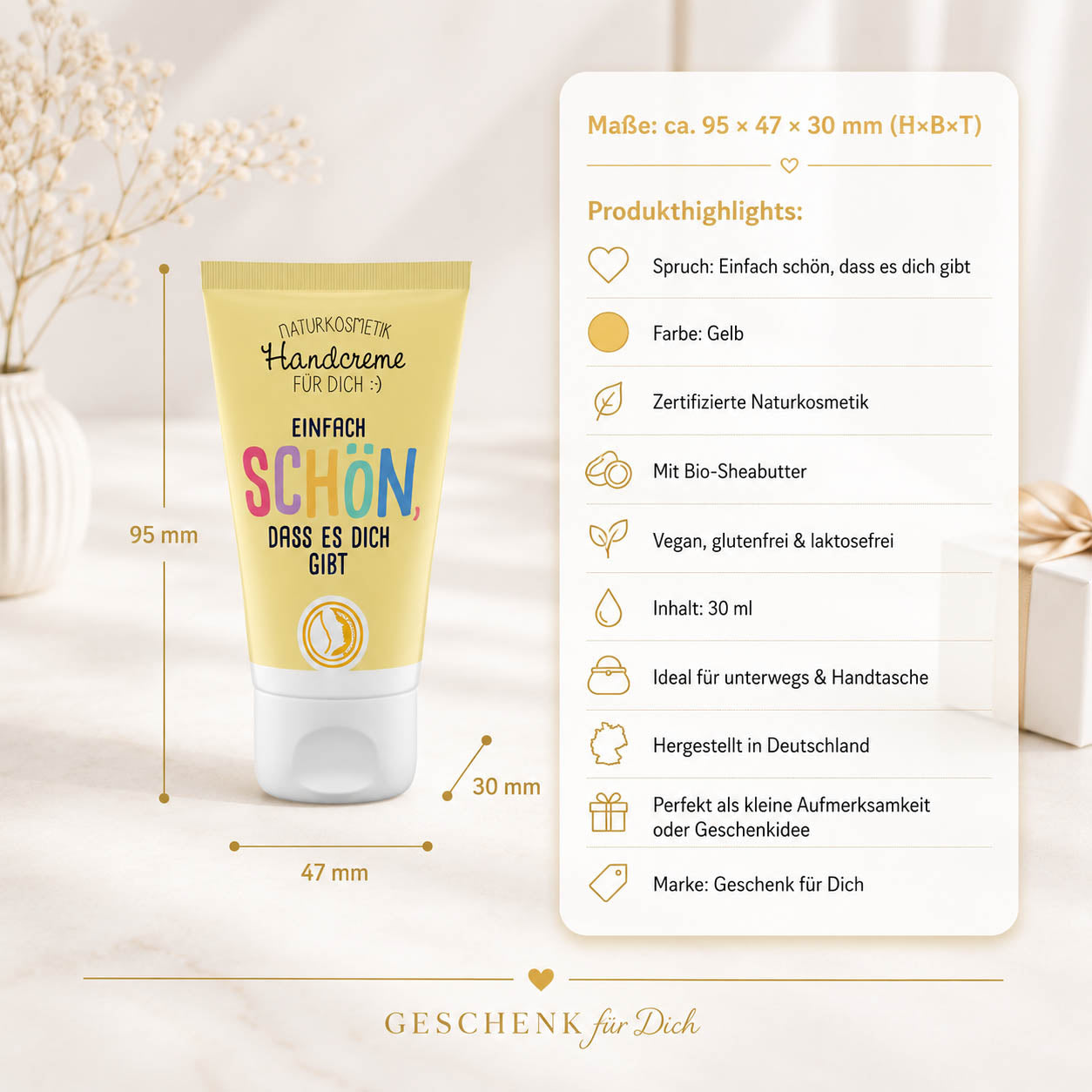 Naturkosmetik Handcreme Einfach schön dass es dich gibt – Produktdetails & Maße