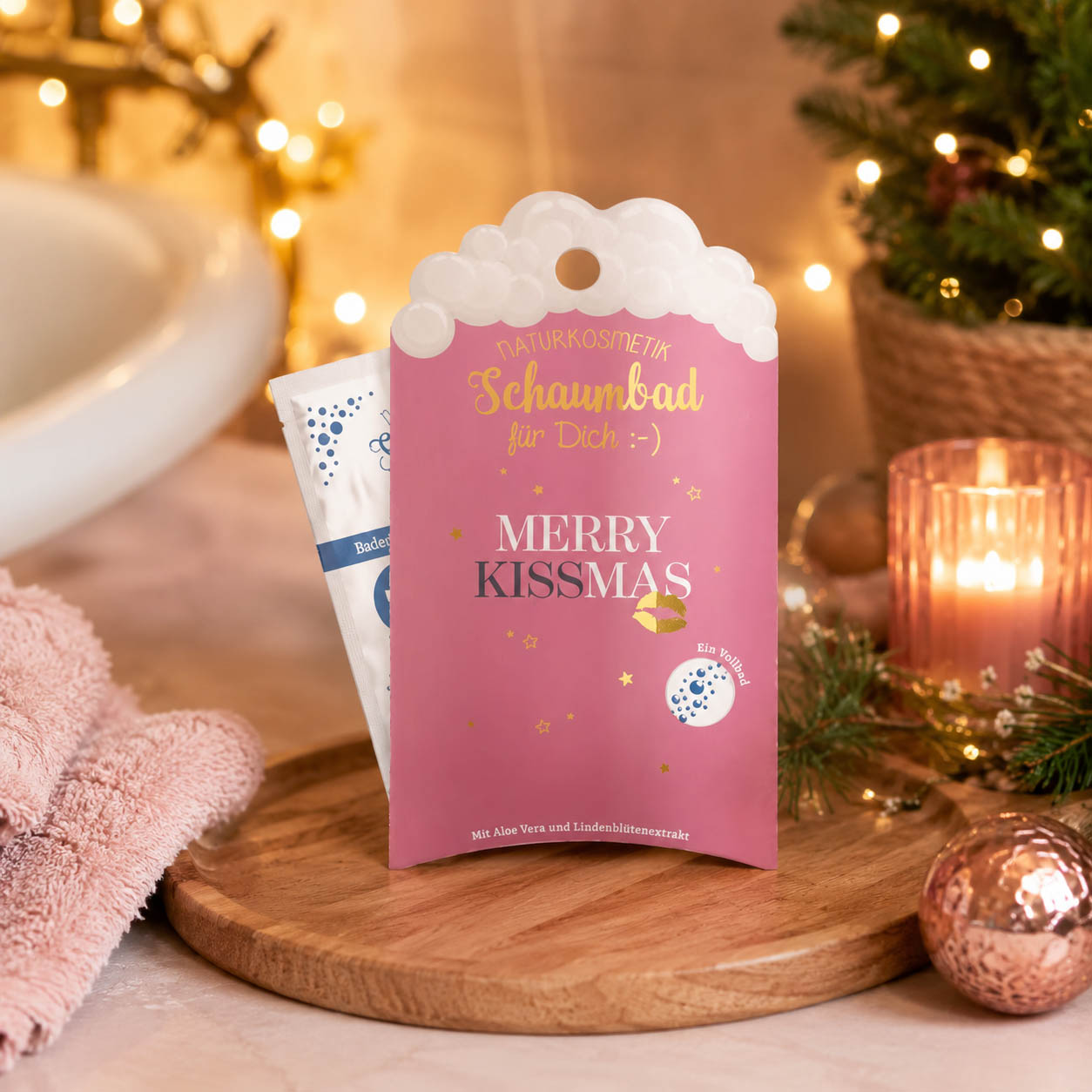 Schaumbad Merry Kissmas stimmungsvoll – Geschenk für Dich