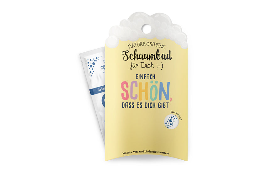 Naturkosmetik Schaumbad „Einfach schön, dass es dich gibt“ Gelb – Geschenk für Dich