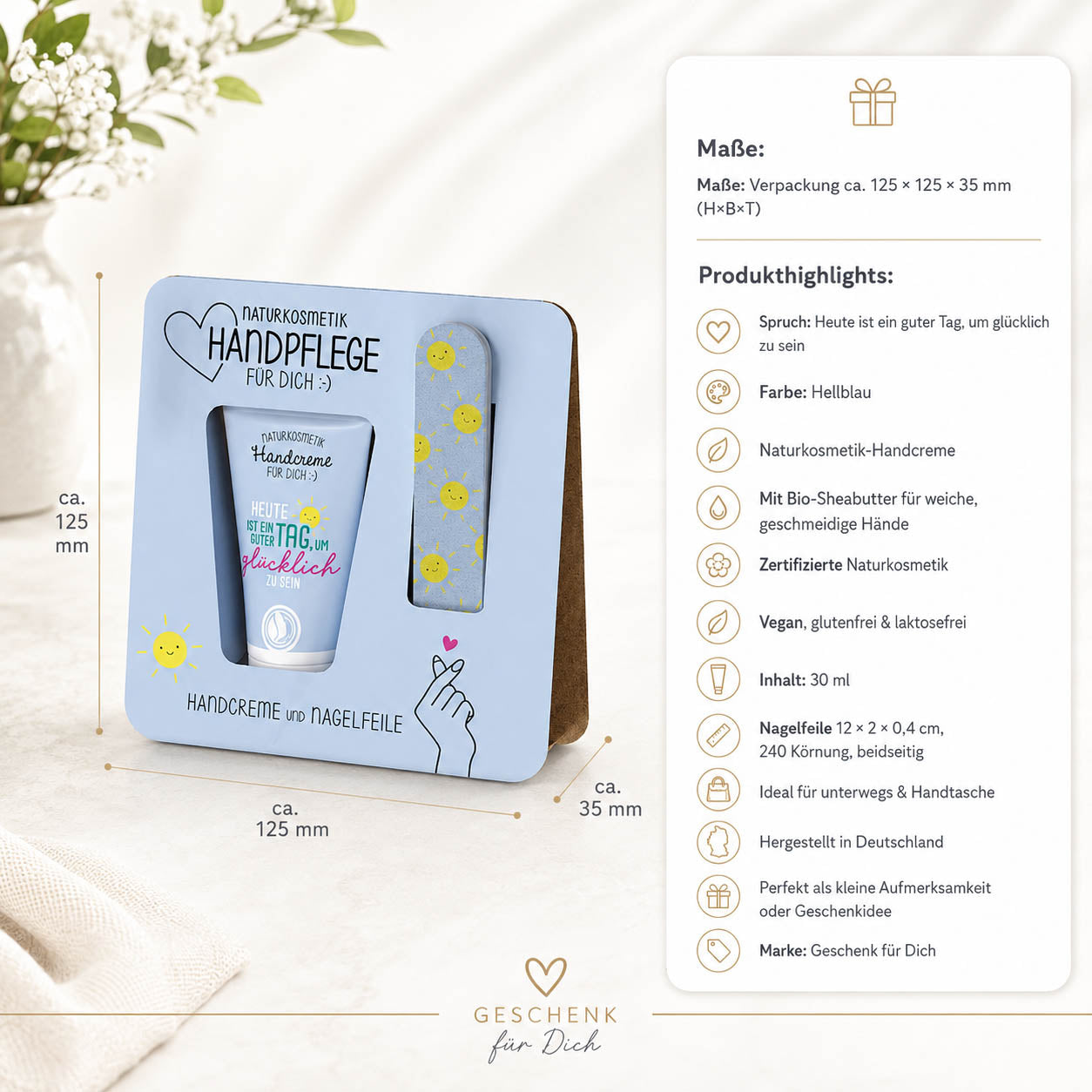 Handpflege-Set Heute ist ein guter Tag Hellblau – Produktdetails & Maße