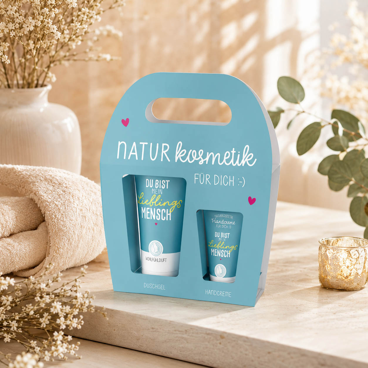 Naturkosmetik-Set Du bist mein Lieblingsmensch in Petrol – Lifestyle