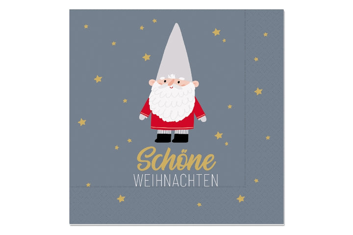 Weihnachtliche Servietten mit Aufschrift Schöne Weihnachten und Weihnachts-Zwerg Motiv von Geschenk für Dich