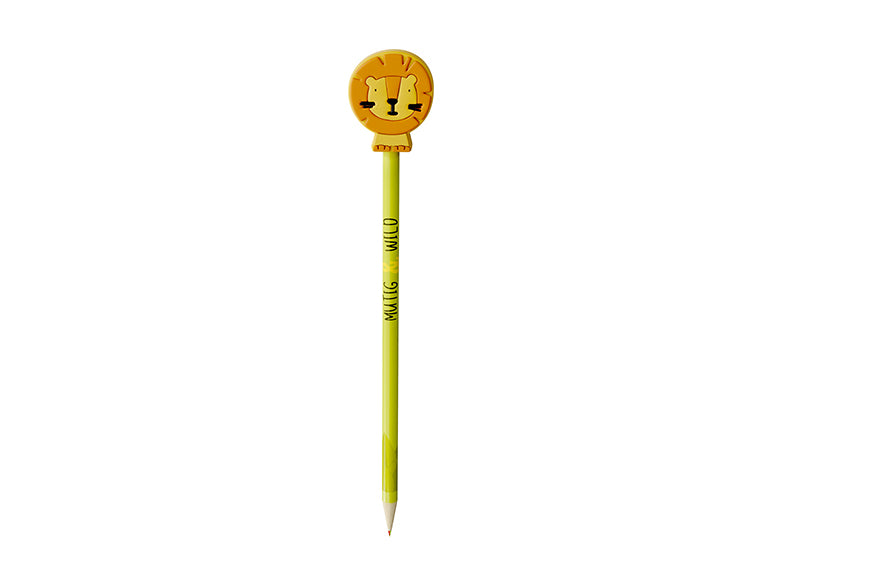 182334 Geschenk für Dich Bleistift Vierfarbstift mit Aufschrift Mutig und Wild und Löwen Topper