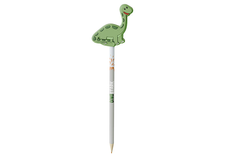 182381 Geschenk für Dich Bleistift Vierfarbstift mit Aufschrift Dino stark und DinoTopper