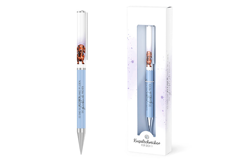 Kugelschreiber „Es sind die kleinen Dinge im Leben, die glücklich machen“ mit Dackel-Motiv von Geschenk für Dich