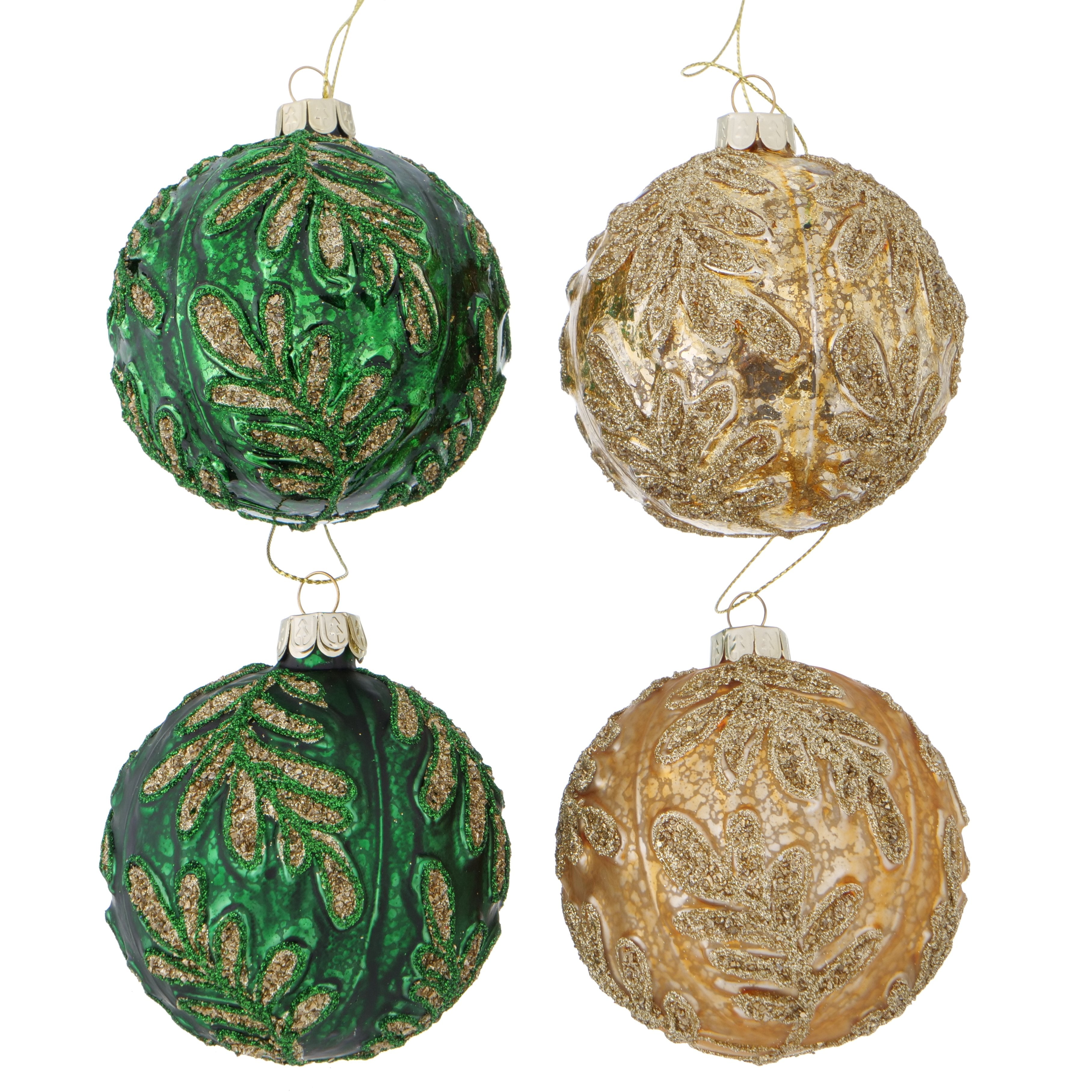 Edle Weihnachtskugeln grün gold 12er Ø 8 cm