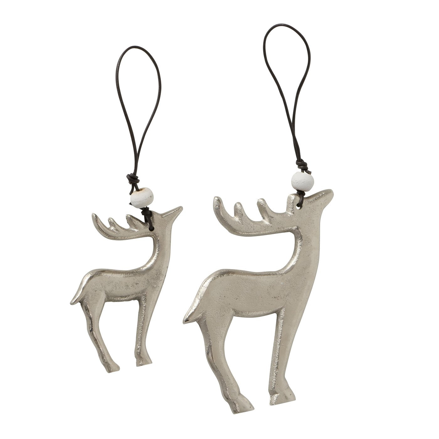 Edles 2er Set Deko-Hänger Hirsch von Boltze aus Aluminium, silber matt