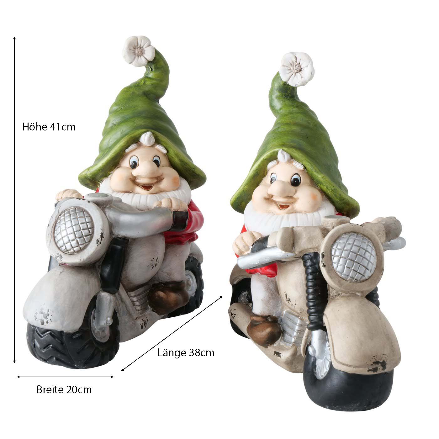 Maße Gartenfigur Zwerg auf Motorrad von Boltze