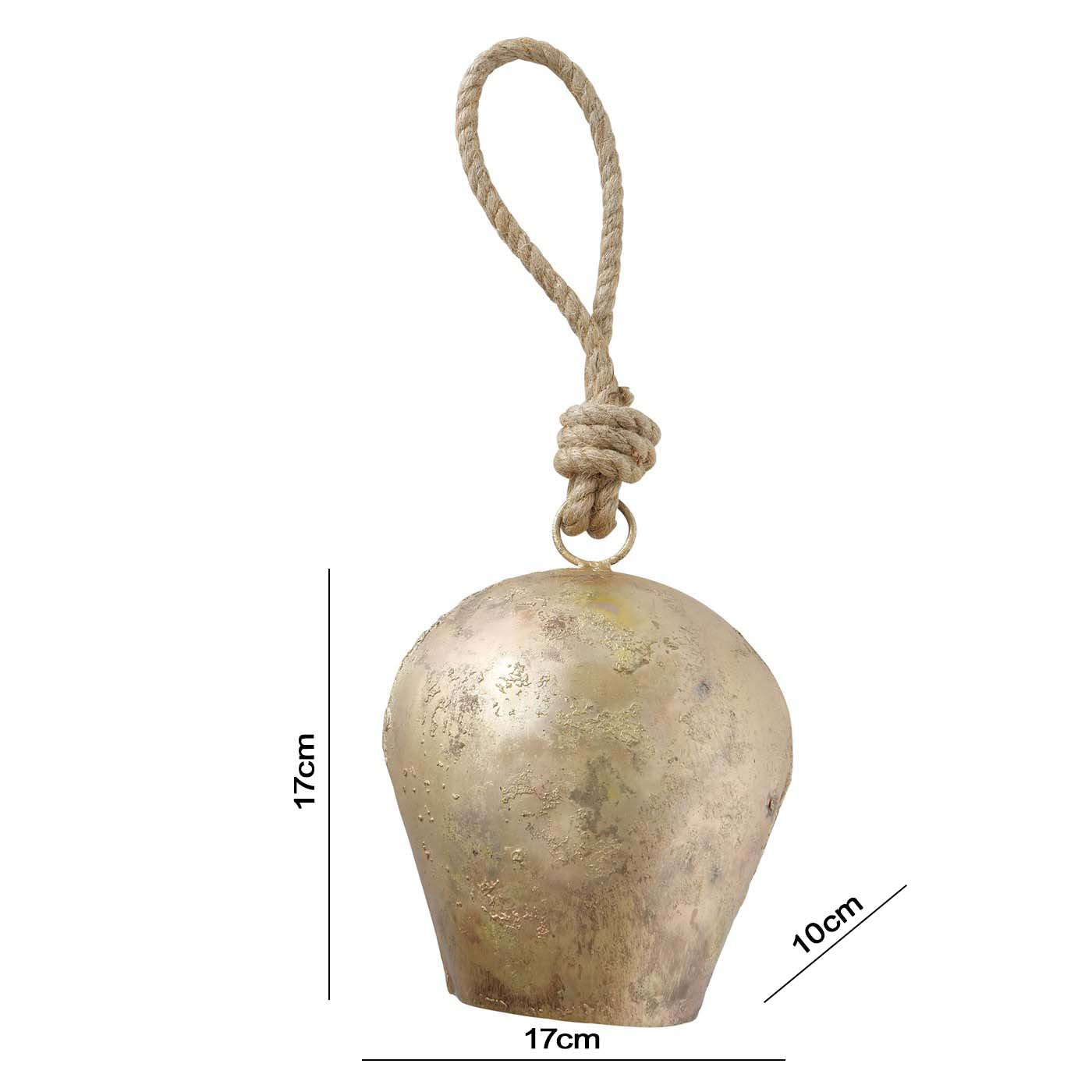 2015557-Deko Kuh Glocke antikgold mit Maßen