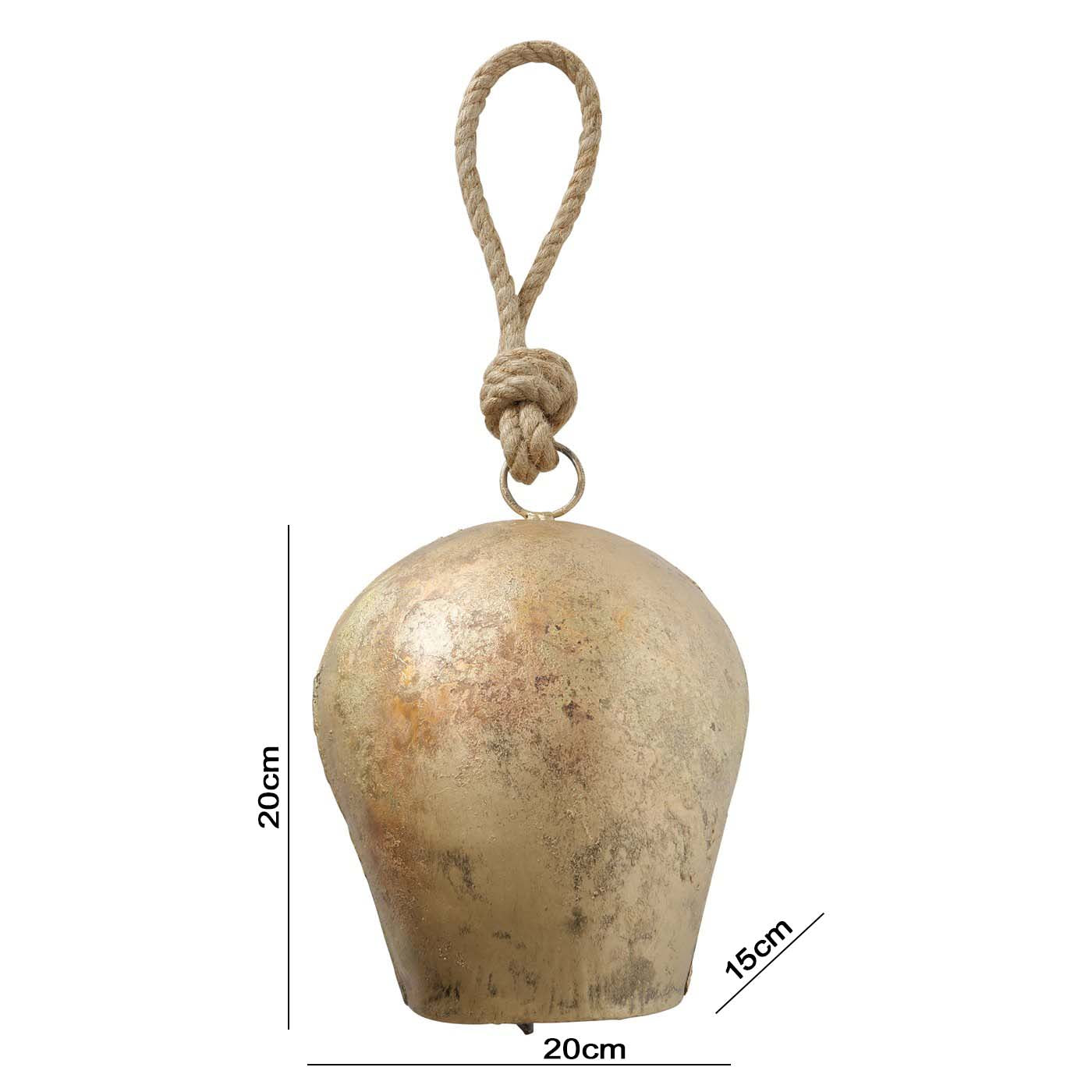 2015558-Boltze Deko Kuh Glocke groß antik gold mit Maßen