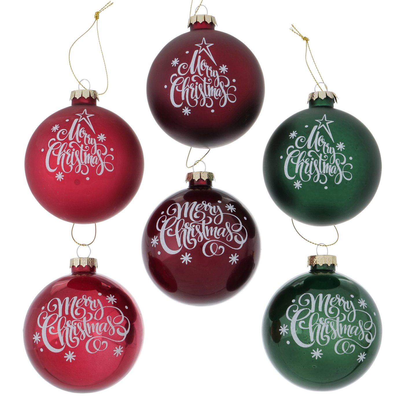 Weihnachtskugeln Merry Christmas rot grün Ø 8 cm 12er – Malou Home Design®