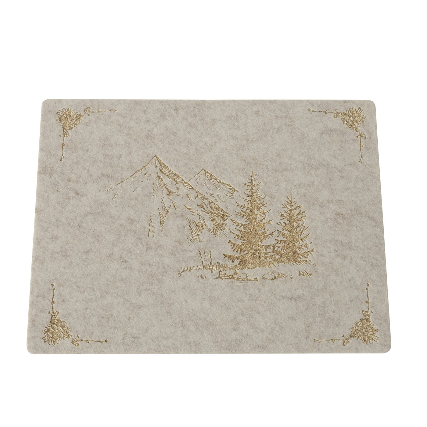 Filz-Tischset „Kitzbühel“ von Boltze, 45x35x0,5 cm. In Hellbeige mit Bergmotiv