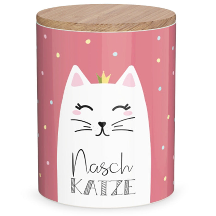 308581 pinke Vorratsdose mit Aufschrift Naschkatze und Katzen Motiv von Geschenk für Dich, 4027268335596