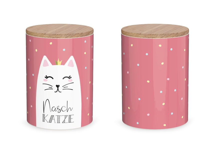 308581 pinke Vorratsdose mit Spruch Naschkatze und Katzen Motiv von Geschenk für Dich, 4027268335596