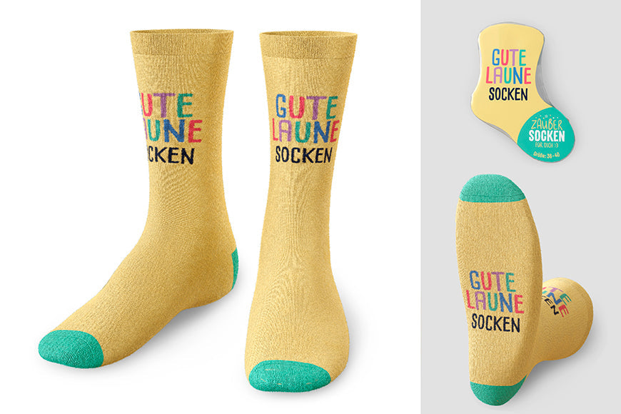 Zaubersocken „Gute Laune Socken“ Gelb – Geschenk für Dich