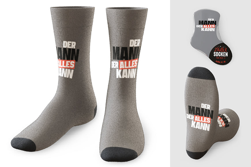 375302 Geschenk für Dich Zaubersocken Der Mann der alles kann, graue Männer Socken