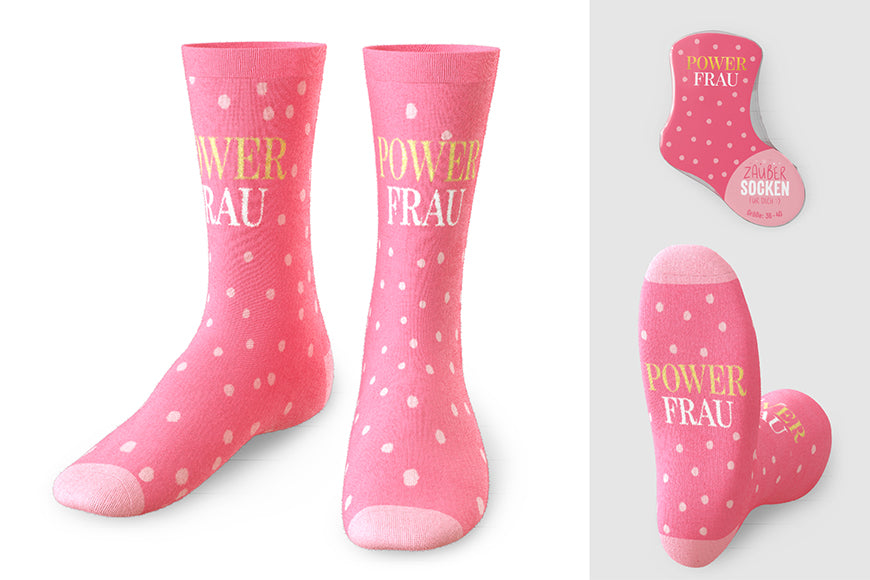 375712 Geschenk für Dich Zaubersocken mit Aufschrift Power Frau, Socken rosa pink