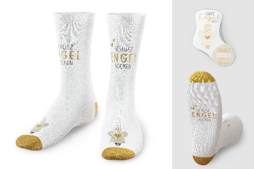 Zaubersocken von Geschenk für Dich mit Aufschrift Schutzengel-Socken und Engel Motiv