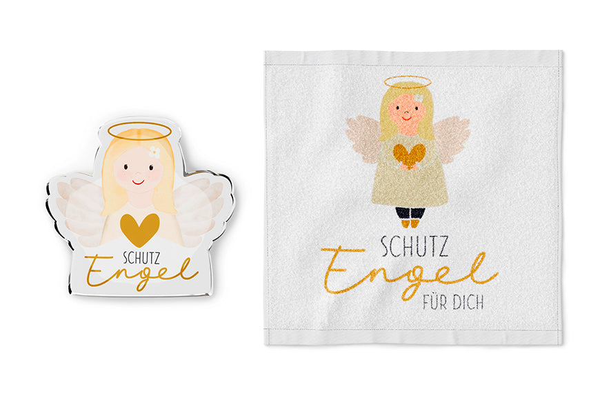Magisches Handtuch „Schutzengel für Dich“ von Geschenk für Dich – Zauberhandtuch mit Engel- & Herzmotiv