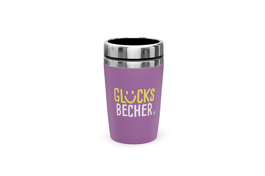Thermobecher to go Glücksbecher in Violett – Geschenk für Dich