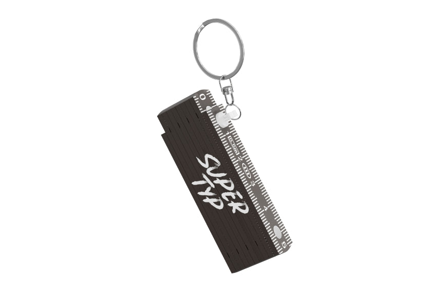 Mini Zollstock 50 cm „Super Typ“ in Schwarz mit weißer Schrift und Schlüsselring – Geschenkidee für Kollegen von Geschenk für Dich
