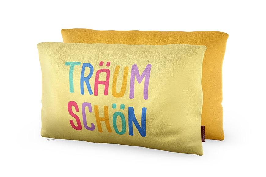 Kissen „Träumschön“ Gelb – Geschenk für Dich