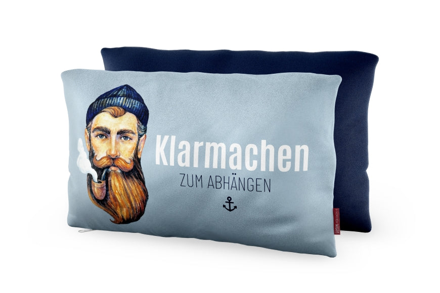 Kissen mit Motiv Matrose Seemann und Spruch „Klarmachen zum Abhängen“ von Geschenk für dich