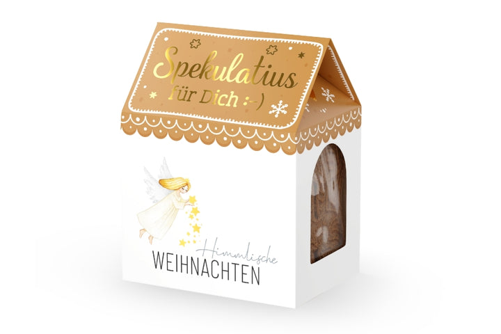 Spekulatius-Kekse „Himmlische Weihachten“ mit süßem Weihnachts-Engel als Motiv von Geschenk für Dich