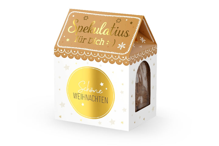 Spekulatius-Kekse „Schöne Weihnachten“ mit Sternen als Motiv von Geschenk für Dich