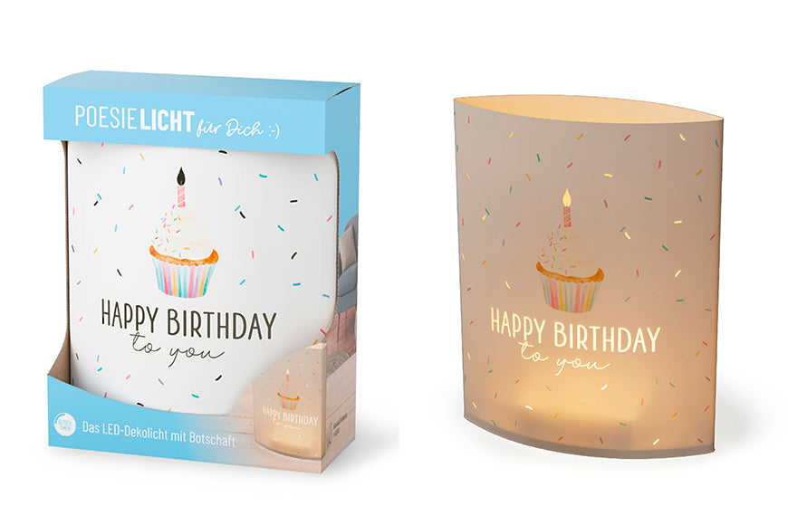 Poesielicht „Happy Birthday to you“ von Geschenk für Dich mit Törtchenmotiv