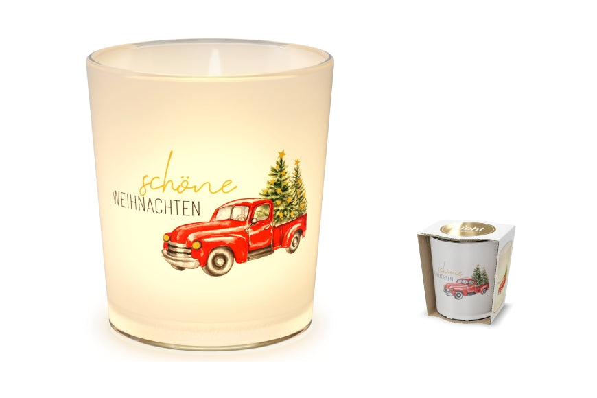 640171 Windlicht mit Aufschrift Schöne Weihnachten und Pickup Motiv von Geschenk für Dich, 4027268334681 (1)