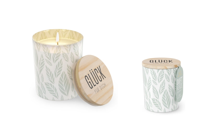 651394 Geschenk für Dich Lotus Duftkerze mit Spruch Glück für Dich, Windlicht mit Botschaft, 4027268334087