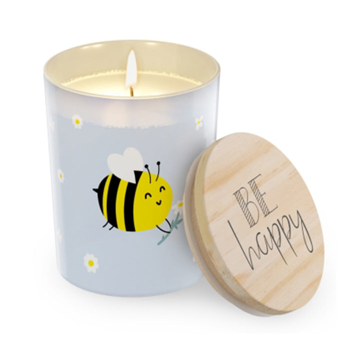 Lemongras Duftkerze mit Spruch Be happy – Malou Home Design®