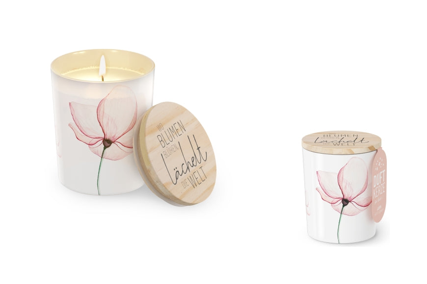 651593-1 Duftkerze Wo Blumen blühen, lächelt die Welt von Geschenk für Dich, 4027268334025