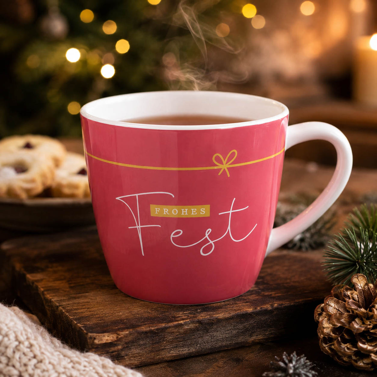 Maxi Becher „Frohes Fest" Cosy – große Tasse in weihnachtlicher Stimmung