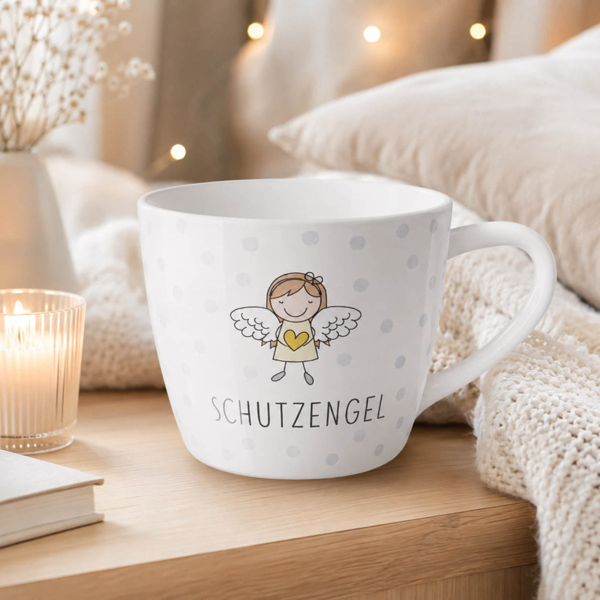 Maxi Becher „Schutzengel" – große Tasse im Alltag