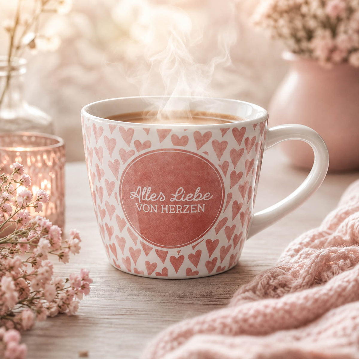 Maxi Becher „Alles Liebe von Herzen" – große Tasse im Alltag