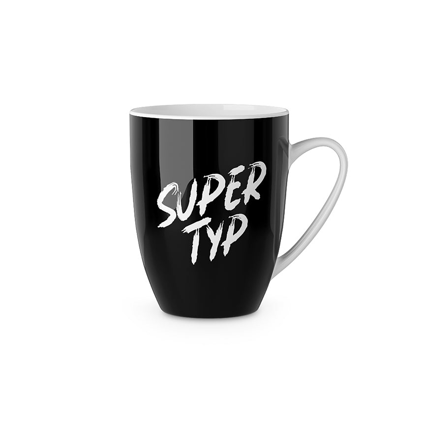 Tasse für Männer „Super Typ“ – schwarz, Becher 250 ml – Malou Home Design®