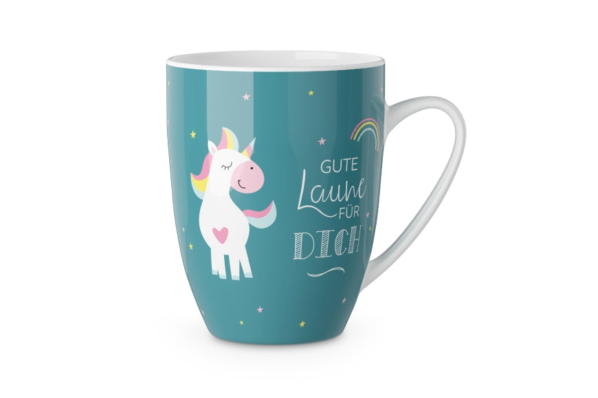 950582 Einhorn Becher “Gute Laune für Dich” von Geschenk für Dich, Tasse mit Unicorn, 4027268335428