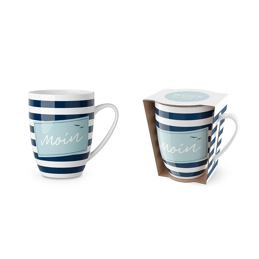 Maritime Tasse „Moin“ – Norddeutsch, Becher 250 ml – Malou Home Design®