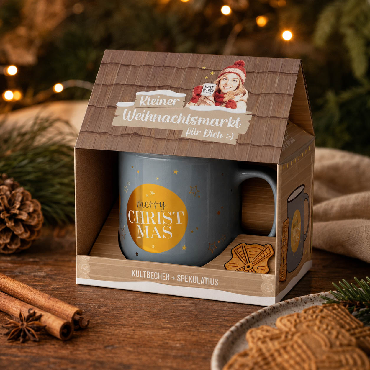 Kleiner Weihnachtsmarkt Merry Christmas Set stimmungsvoll – Geschenk für Dich