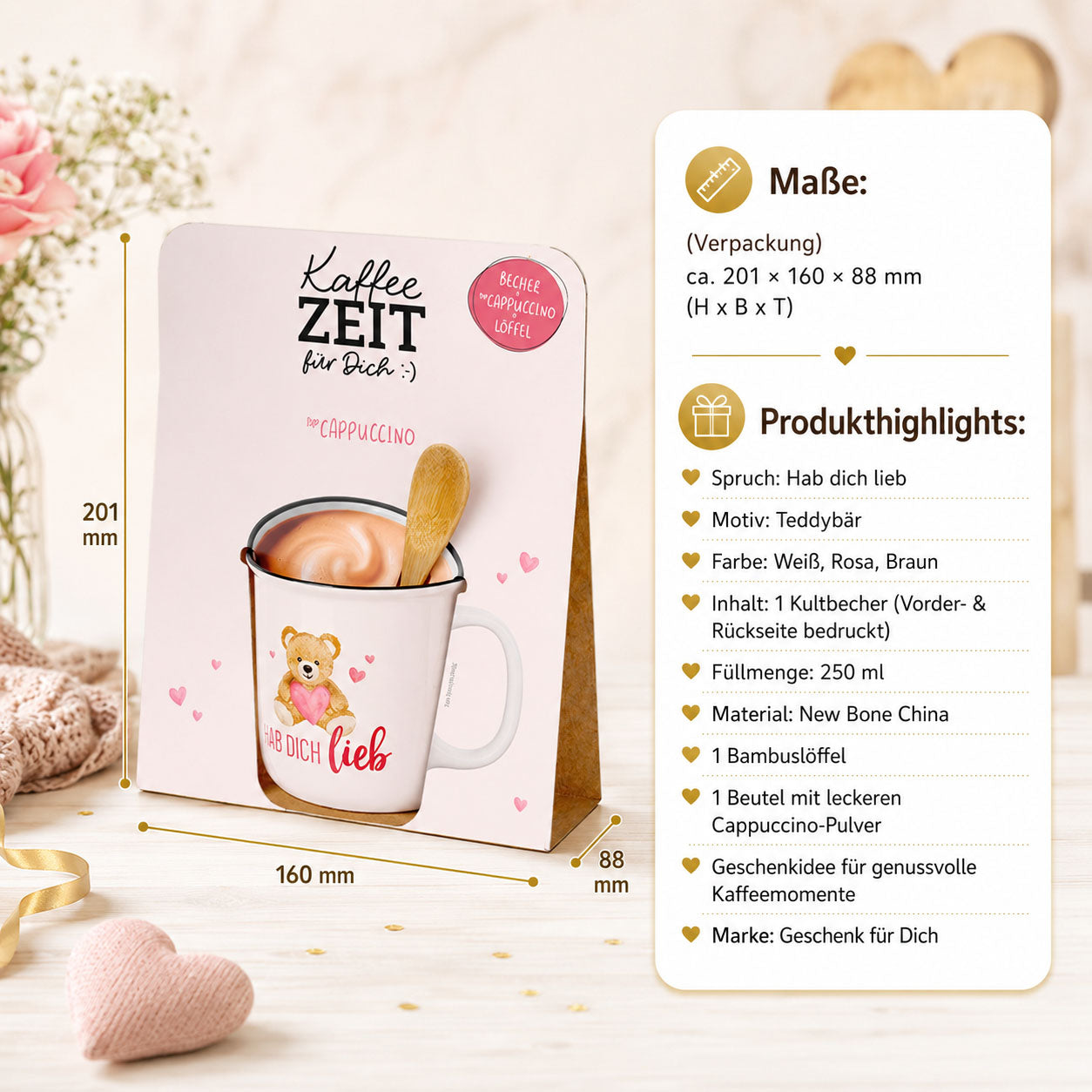Kaffeezeit für Dich Teddybär – Produkthighlights (Highlight)