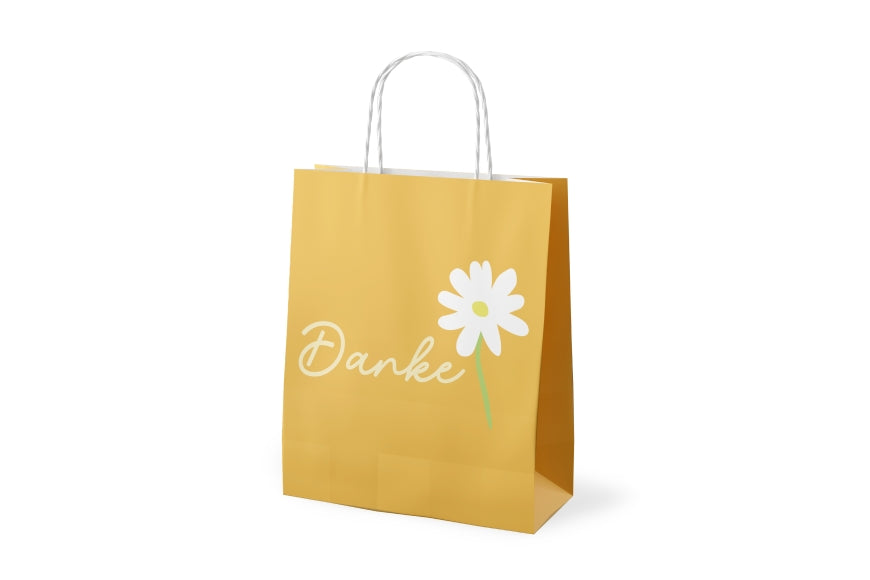 Geschenktüte „Danke“ Orange mit Margerite – Geschenk für Dich