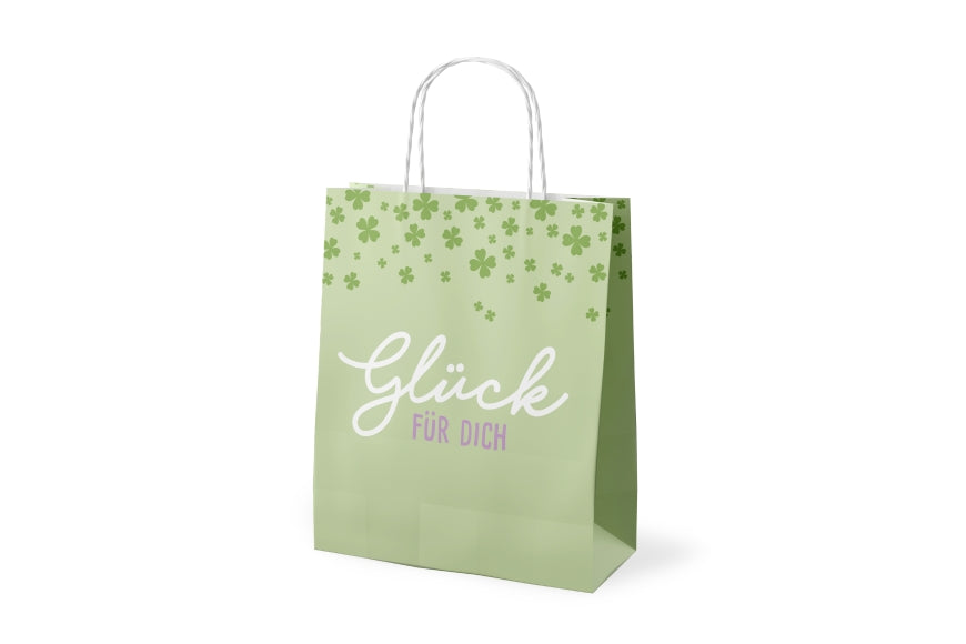 Geschenktüte „Glück für Dich“ Grün mit Kleeblatt – Geschenk für Dich