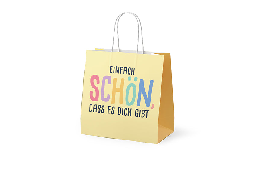 Mini Geschenktüte „Einfach schön, dass es Dich gibt“ Gelb – Geschenk für Dich