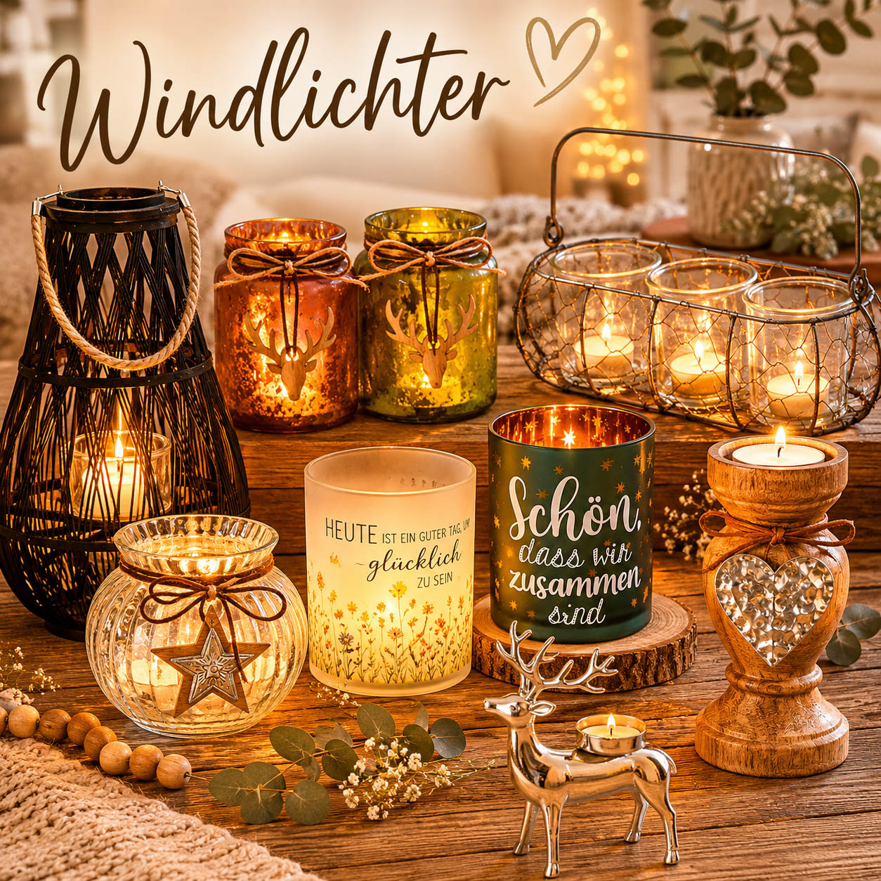 Windlichter mit Spruch, Motiv &amp; liebevoller Botschaft