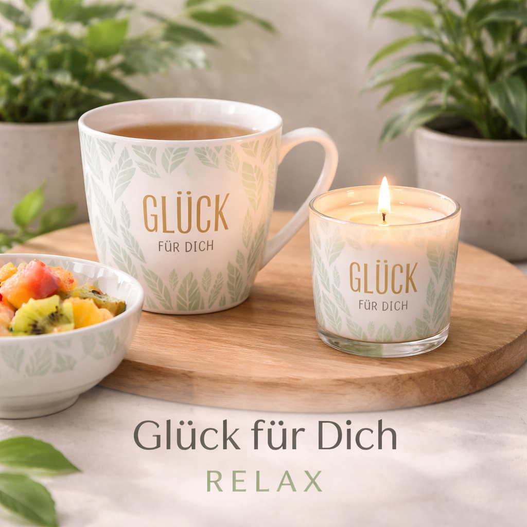 Geschenkideen mit Spruch Glück für Dich aus der Relax Serie - Entspannung Ruhe