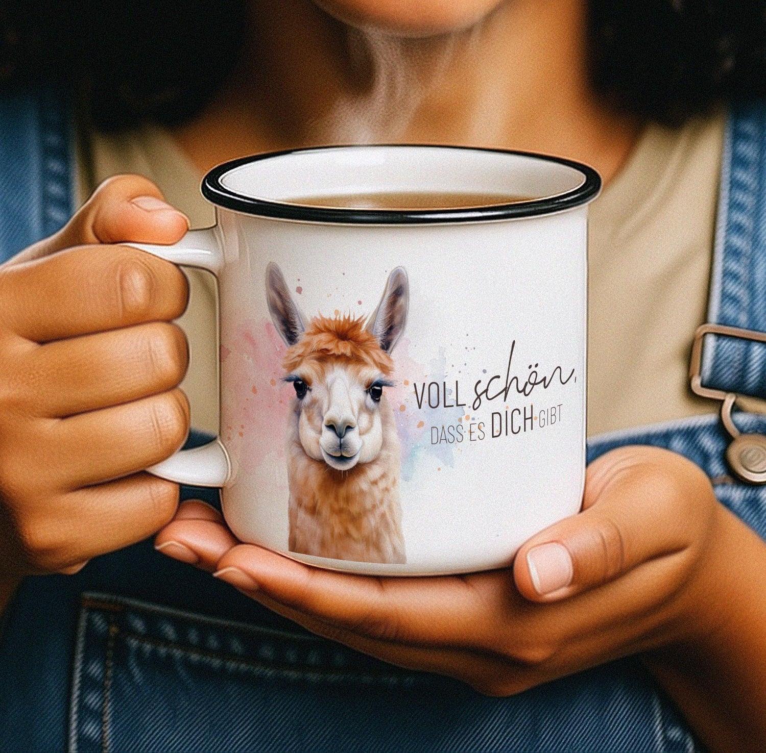 Voll schön dass es Dich gibt Geschenke mit süßem Alpaka Motiv
